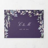 Invitation Trois Volets Fleurs sauvages floraux violet Monogramme Mariage  (Page de couverture)