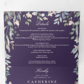 Invitation Trois Volets Fleurs sauvages floraux violet Monogramme Mariage  (Intérieur en premier)