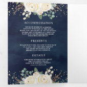 Invitation Trois Volets Floral d'ivoire d'or rustique tout en un Mariage d (Intérieur en premier)