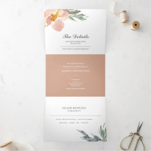 Invitation Trois Volets Floral et verdure Tout en un mariage Inviter