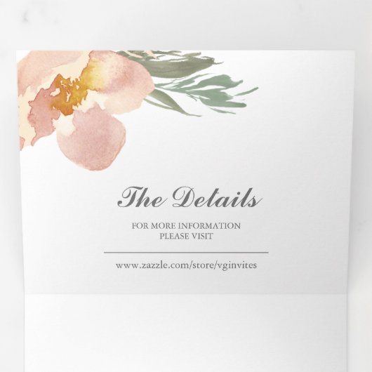 Invitation Trois Volets Floral et verdure Tout en un mariage Inviter (Intérieur en premier)