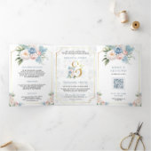 Invitation Trois Volets Flore rose rose pâle Dreamy en un seul Mariage (Intérieur)