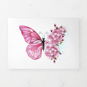 Invitation Trois Volets Flower Butterfly