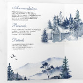 Invitation Trois Volets Foggy Winter Mountain Pine Forest Code QR Mariage (Intérieur en premier)