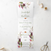 Invitation Trois Volets Foliage Rustique Tout en un mariage Inviter (Intérieur)