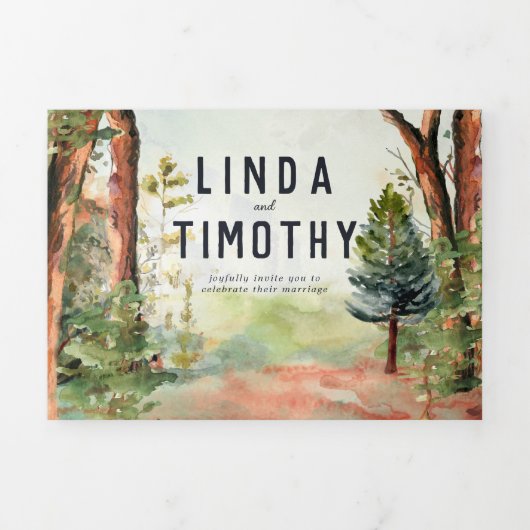 Invitation Trois Volets Forêt d'automne rustique | Mariage Boho (Page de couverture)