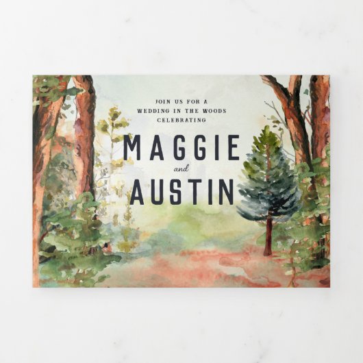 Invitation Trois Volets Forêt d'automne rustique | Mariage Boho (Page de couverture)