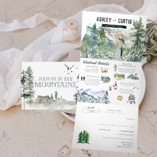 Invitation Trois Volets Forêt de montagne rustique   MARIAGE