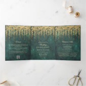 Invitation Trois Volets Forêt enchantée Verdure émeraude Twinkle (Intérieur)