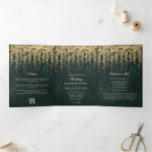 Invitation Trois Volets Forêt enchantée Verdure or All One 2 Mariage (Intérieur)