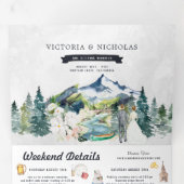 Invitation Trois Volets Forêt rustique de montagne au bord de la rivière | (Intérieur en premier)