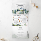 Invitation Trois Volets Forêt rustique de montagne au bord de la rivière | (Intérieur)