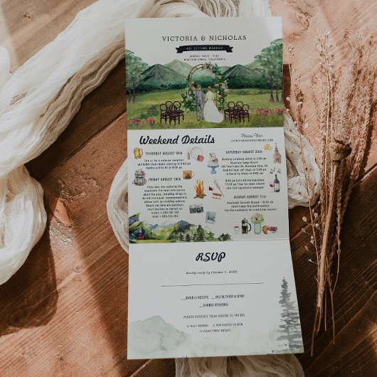 Invitation Trois Volets Forêt Rustique | Mariage illustré