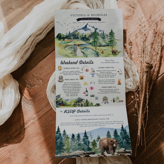 Invitation Trois Volets Forêt Rustique | Mariage illustré