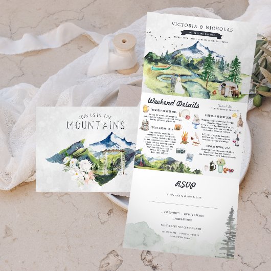 Invitation Trois Volets Forêt Rustique | Mariage illustré