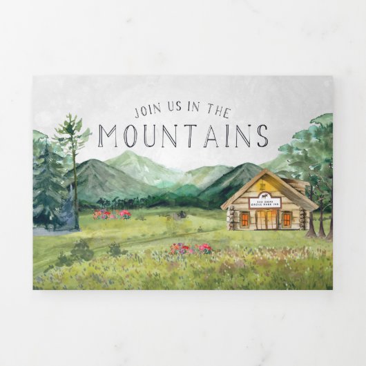 Invitation Trois Volets Forêt Rustique | Mariage illustré (Page de couverture)