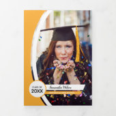 Invitation Trois Volets Frame Courbé Jaune Trois Diplôme Photo (Page de couverture)