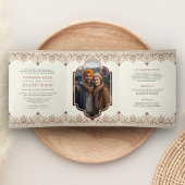 Invitation Trois Volets Frontière Ikat tout en un Anand Karaj Sikh Mariage