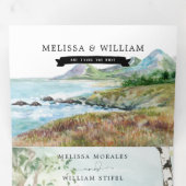 Invitation Trois Volets Gazebo rustique côtier | Mariage illustré (Intérieur en premier)
