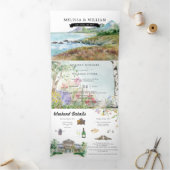 Invitation Trois Volets Gazebo rustique côtier | Mariage illustré (Intérieur)
