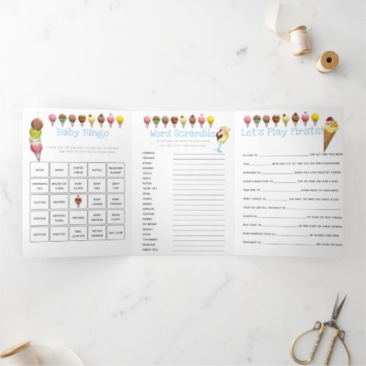 Invitation Trois Volets Glace d'été plaisir photo jeux (Intérieur)