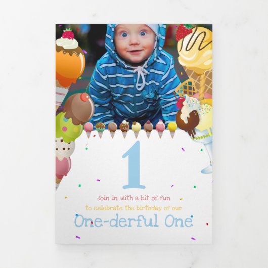 Invitation Trois Volets Glace d'été plaisir photo jeux (Page de couverture)