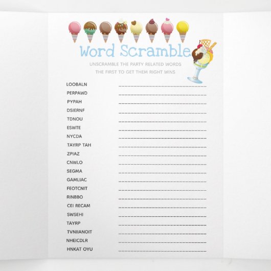 Invitation Trois Volets Glace d'été plaisir photo jeux (Intérieur au milieu)