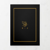 Invitation Trois Volets Gold Butterfly, Black & Gold Mariage Suite (Page de couverture)