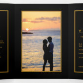 Invitation Trois Volets Gold Butterfly, Black & Gold Mariage Suite (Intérieur au milieu)