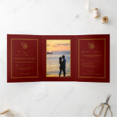 Invitation Trois Volets Gold Butterfly, Red & Gold Mariage Suite (Intérieur)