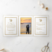 Invitation Trois Volets Gold Butterfly, White & Gold Mariage Suite (Intérieur)