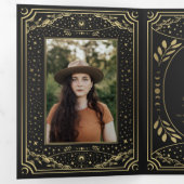 Invitation Trois Volets Gold Elegant Tarot Photo Party (Intérieur en premier)