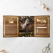 Invitation Trois Volets Gold Fairytale Castle Princess Carriage Mariage (Intérieur)