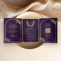 Gold Laurel Wreath Feuilles Royal Purple Mariage