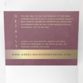Invitation Trois Volets Gold Mauve violet Mariage (Intérieur en premier)
