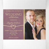 Invitation Trois Volets Gold Mauve violet Mariage (Intérieur au milieu)