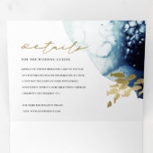 INVITATION TROIS VOLETS GOLD NAVY SOUS L'EAU POISSON MARIAGE DE COULEUR D' (Intérieur en premier)