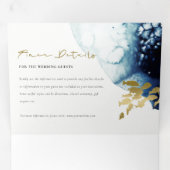 INVITATION TROIS VOLETS GOLD NAVY SOUS L'EAU POISSON MARIAGE T (Intérieur en premier)