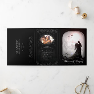 Invitation Trois Volets Gothique Romance Halloween (photo) RÉCEPTION & RSV