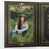 Invitation Trois Volets Graduation photo Art Déco moderne (Intérieur en premier)