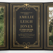 Invitation Trois Volets Graduation photo Art Déco moderne (Intérieur au milieu)