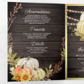 Invitation Trois Volets Grange Rustique Bois Tournesol Citrouille Code QR (Intérieur en premier)