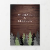 Invitation Trois Volets Grange rustique Pins de bois Mariage de forêt phot (Page de couverture)