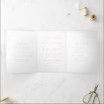 Invitation Trois Volets Gras Script Peach Elegant Wedding<br><div class="desc">Invitations de mariage de style classique avec un design simple mais élégant avec vos noms dans le script et vos détails dans les polices serif.</div>