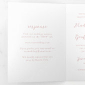 Invitation Trois Volets Gras Script rose élégant mariage (Intérieur en premier)