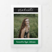 Invitation Trois Volets Green Modern Block 5-Photo Graduation (Page de couverture)