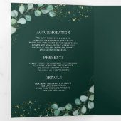 Invitation Trois Volets Greenery Eucalyptus Emerald Green QR Code Wedding (Intérieur en premier)