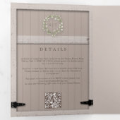 Invitation Trois Volets Grotte rustique Bois Eucalyptus Crest Élégant Mari (Intérieur en premier)