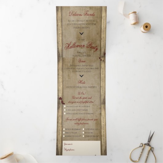 Invitation Trois Volets Haunted Déplaisant Ghost QR Code Halloween (Intérieur)