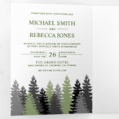 Invitation Trois Volets Hiver Bois Pins Arbres Photo Mariage Forêt (Intérieur en premier)